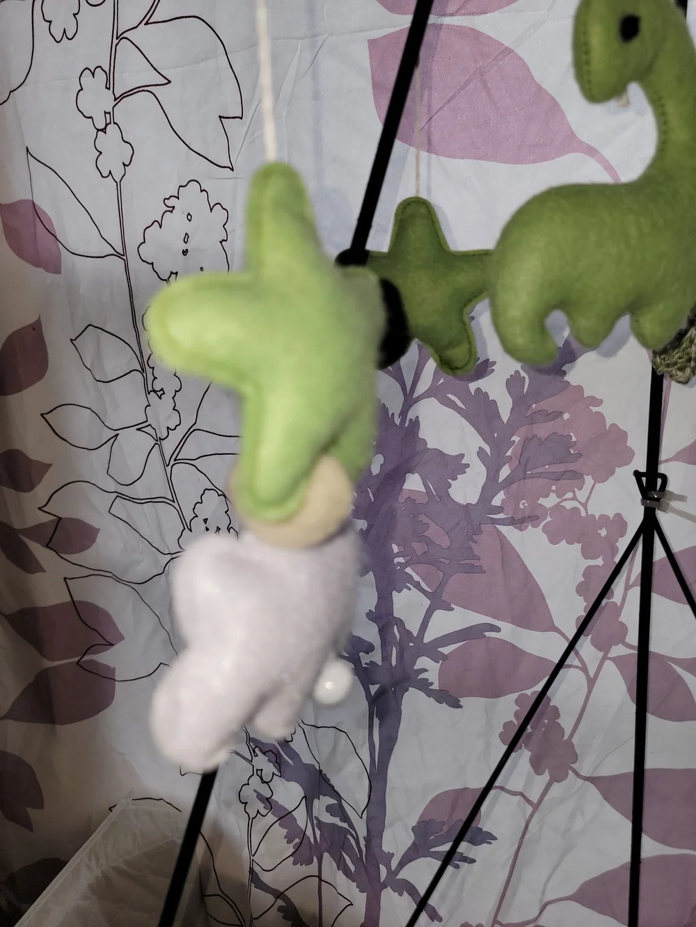 Plush Green and Cream Dinosaur Mobile - Brand Unknown